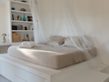 Linen Sheet-Linen bed sheets in Natural color with White stripes-Linen bedding- Linen fitted bed sheet-Linen Flat Bed Sheet
