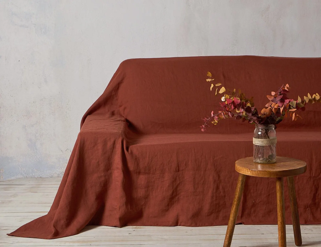 Linen couch cover- Linen sofa cover - Natural sofa cover- Washed linen sofa cover-Extra large bed cover -Linen couch slipcover, custom size.
