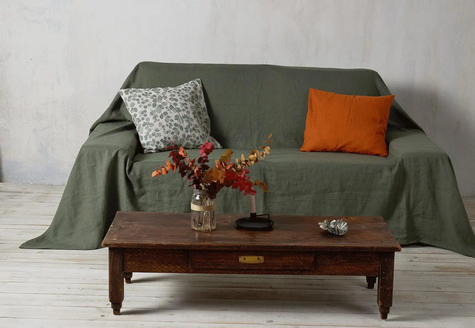 Linen couch cover- Linen sofa cover - Natural sofa cover- Washed linen sofa cover-Extra large bed cover -Linen couch slipcover, custom size.