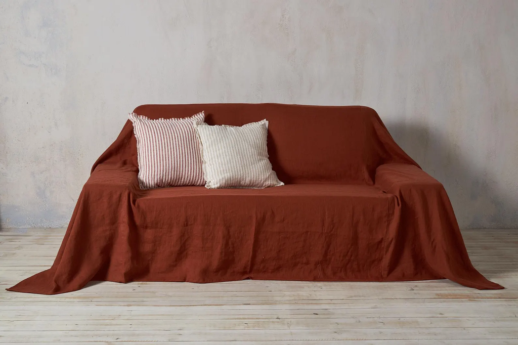 Linen couch cover- Linen sofa cover - Natural sofa cover- Washed linen sofa cover-Extra large bed cover -Linen couch slipcover, custom size.